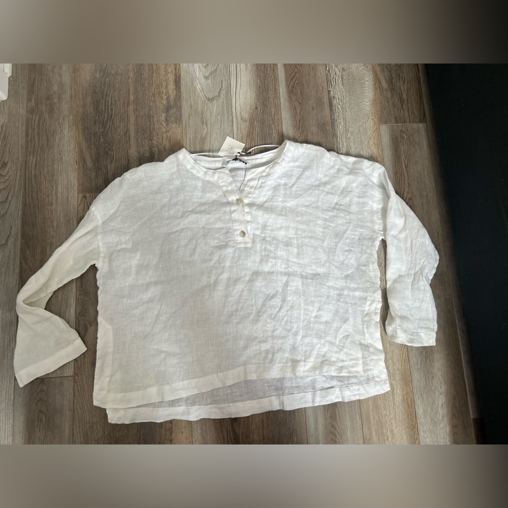 Zara White linen blouse